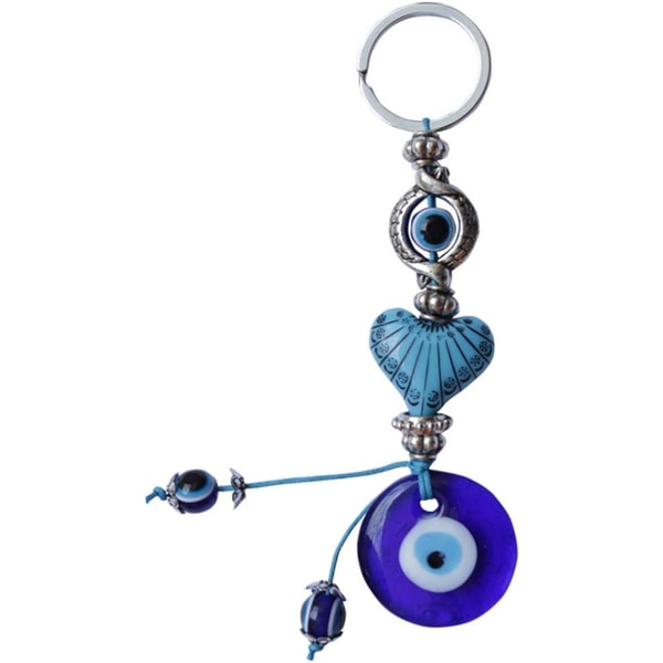 1 st Blue Evil Eye Key Holder Utsökt Charms Hängen Crafting Key Ring med Box