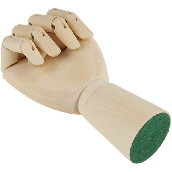 Trähandmodell, Flexibel rörliga fingrar Manikin Handfigur för skissritning (L) l