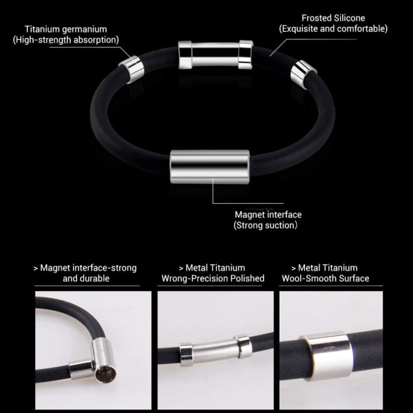 Antistatiskt armband i silikon med anjoner eliminerar handledsloopar för män och kvinnor (vit) 20 cm 20cm