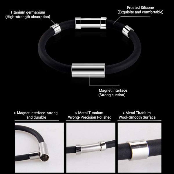 Antistatiskt armband i silikon med anjoner eliminerar handledsslingor för män och kvinnor (svart) 18 cm 18cm