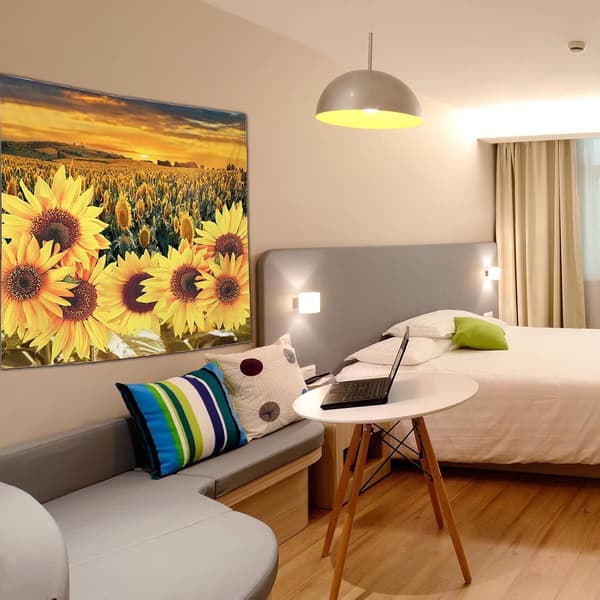 Solnedgångsrum solrosfält solros väggbonad vägg heminredning (130x150 cm) 130*150cm