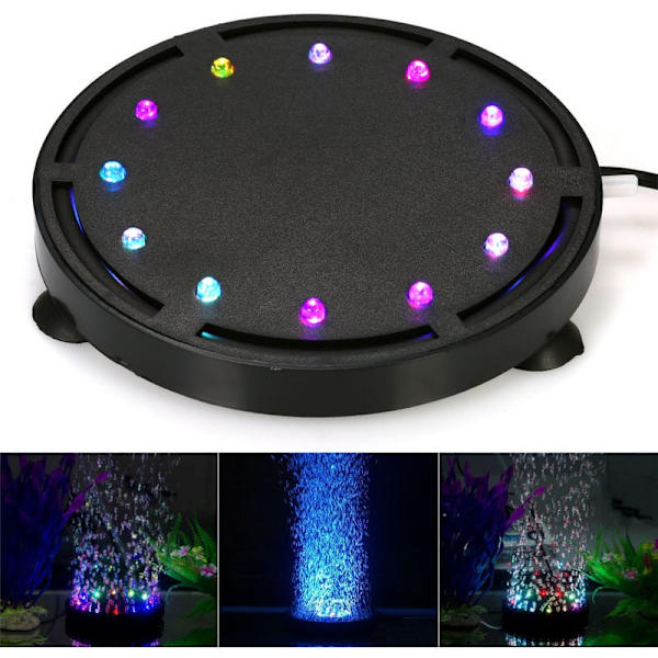 12 LED bubbellampa akvarium nedsänkbar, färgat ljus med luftbubbla nedsänkbar lampa, 12,5 cm LED-belysning dekoration färgat ljus med luftbubbla