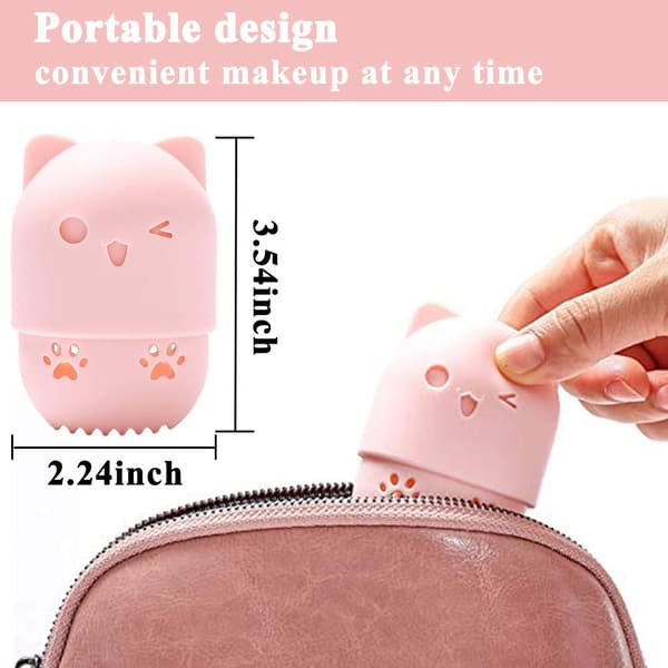 2 st Makeup Sponge Holder, Silikon Beauty Sponge Protective Carrying Case, Blå+Rosa color 2