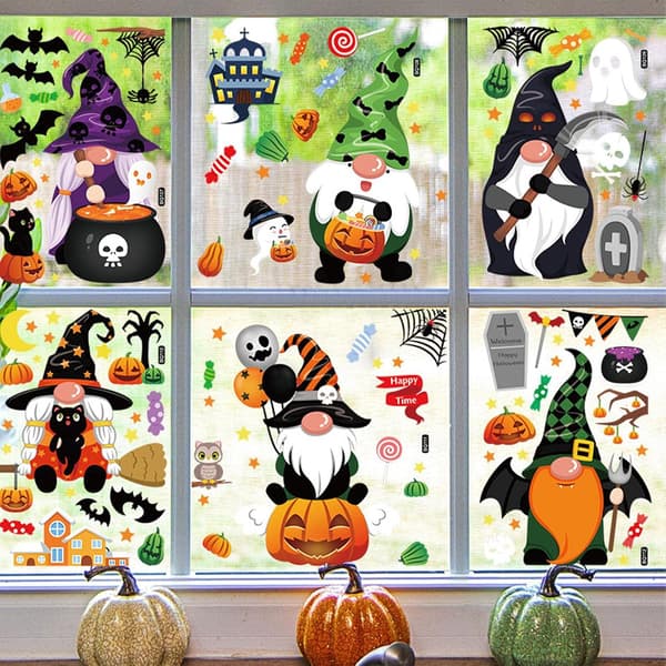 Halloween Dekoration Häxa Spöke Pumpa Fladdermöss Halloween Fönsterdekaler