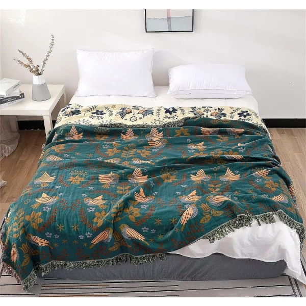100 % bomull Boho tak dagligen tak dubbelsidig tak sängkläder - grön 150x200cm