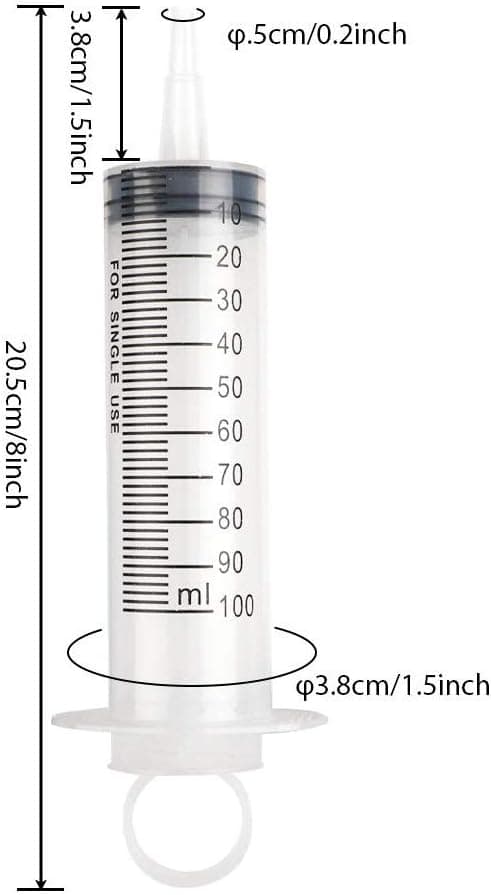 3 stk 100 ml stor plastsprøyte for væskepåfylling med unikt ringhåndtak