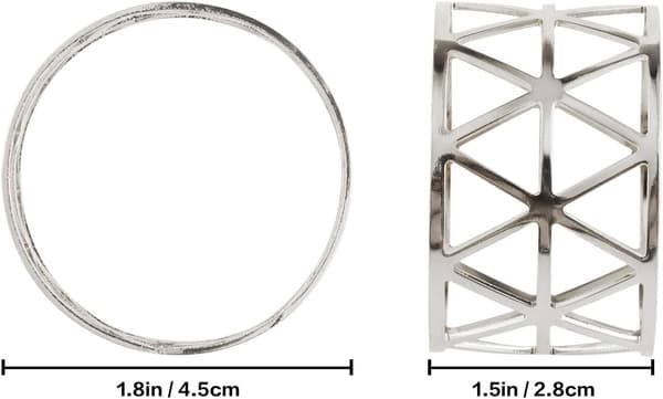 Hotelldekorativa triangulära metallservetspännen (silver) 6 stycken