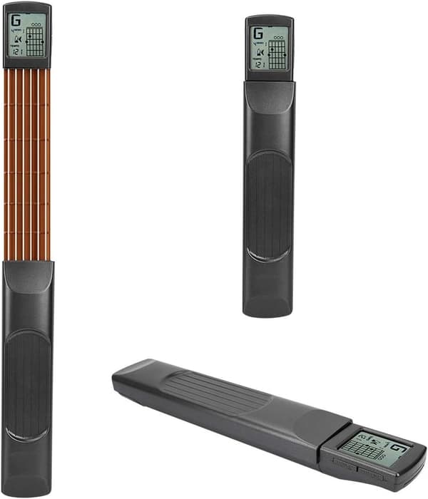 6 Band Portable Fickgitarr Övningsverktyg Gitarr Gadget Ackordtränare med Roterande Diagramvisning