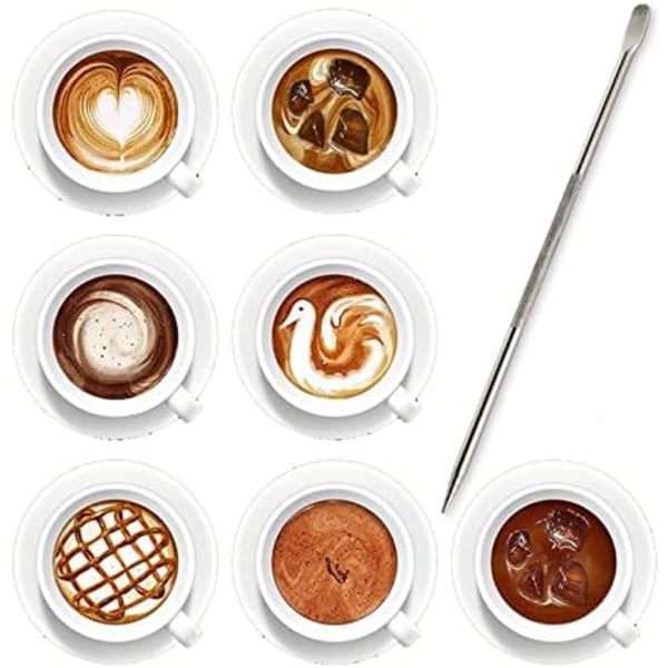 Latte Art Pen, DIY Kaffe Nål Latte Dekorera Verktyg Rostfritt Stål Espresso Art Pen