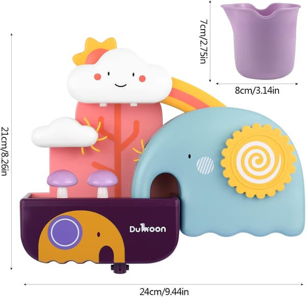 Badelekesett for babybarn, barnebadeleke, multifunksjonell badeleke med kopp, vannleketøysgave