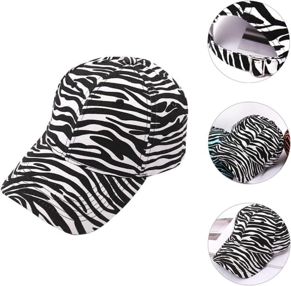 Ko bomuld hør visir kasket zebra print baseball kasket damehat (turkis)
