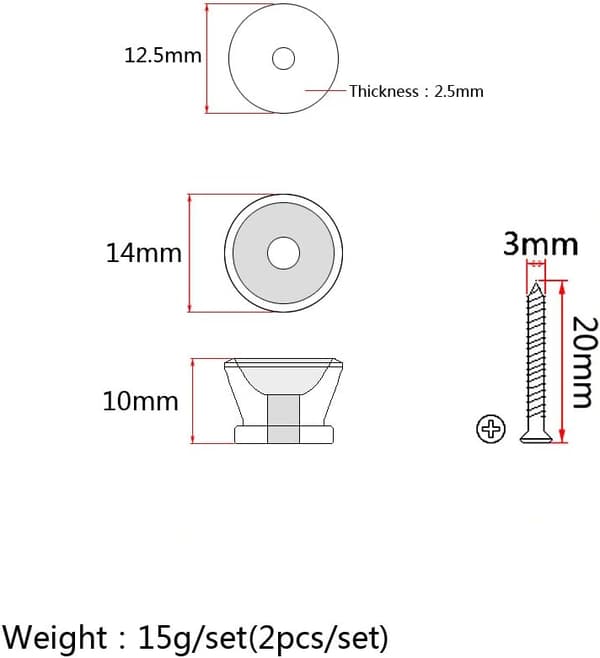 2 STK Gitarreimknapper med metallender Reimfester for gitarbass (sølv) silver