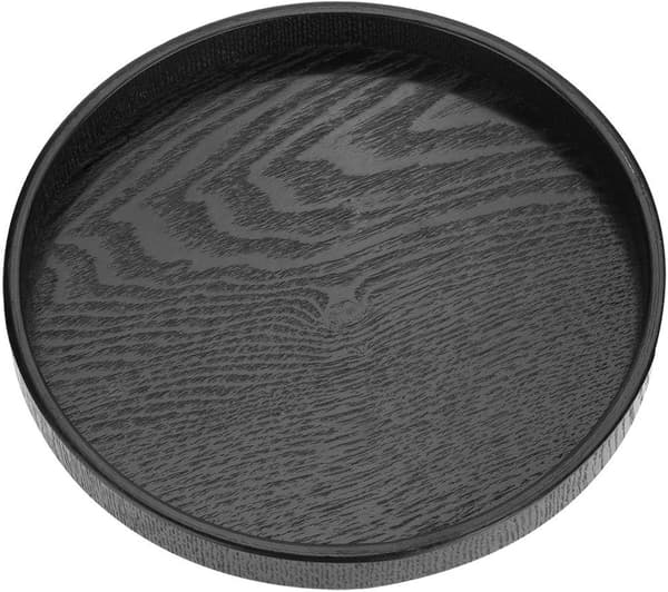 Træ serveringsbakke, rund form massivt træ snack madbakke til servering af morgenmad (24 cm) 24*2cm