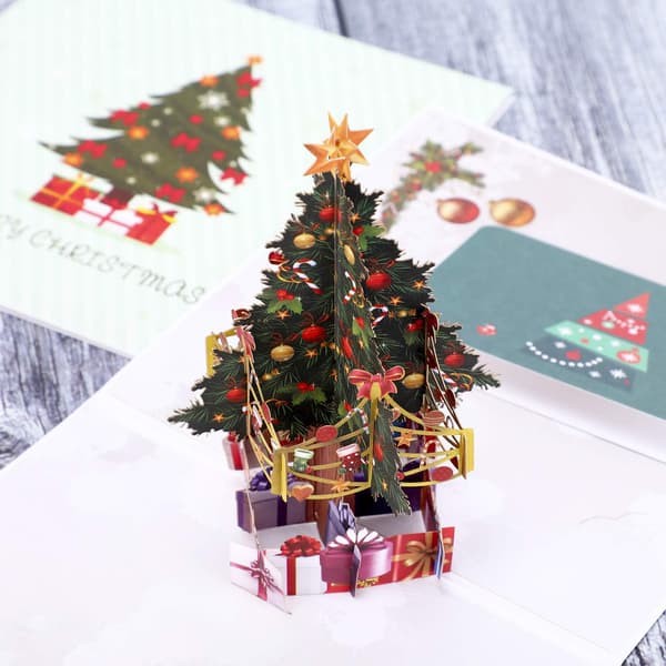 3D Pop Op Julekort Julegavekort 5,9 x 5,9 Tommer 2 Stykker