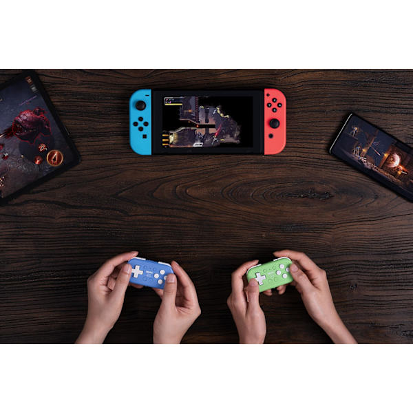 Micro Bluetooth Gamepad - Fickstorlek Mini-kontroller för Switch, Android och Raspberry Pi, Stödjer tangentbordsläge (Grön) green