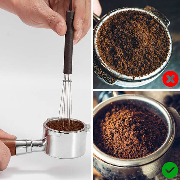 Rostfri kaffeblandare nåldistributör omrörare espressokaffe blandningsverktyg (brun)