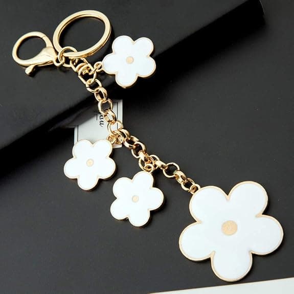Kvinders Blomstertaske Charms Emaljeret Nøglering Pung Tilbehør (hvid) white
