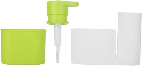 Opvaskemiddeldispenser, sæbedispenser med svampeholder til køkken (grøn) green