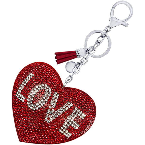 Hjärta Glitter Kristall Hjärta Kärlek Nyckelringar Handväska Handväska Charm Ornaments för kvinnor Flickor Röd
