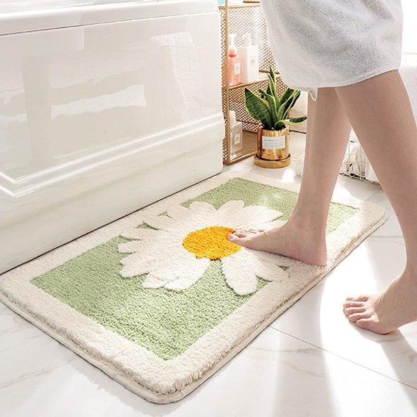 Badrum halkfri matta Daisy supermjuk entrématta (grön, 40x60 cm) green
