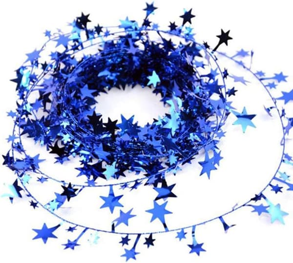 1 stk. glitrende stjerne-glittergirlander stjernedekorasjon hengende ornament (blå)