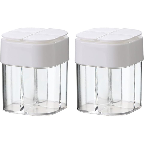 4 i 1 justerbar hål plast pepparkvarnsdispenser (vit) 2 stycken White