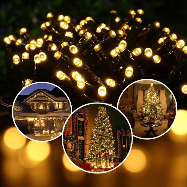 LED 82FT 200 LED juleblinklys med 8 tilstande (varm hvid) yellow