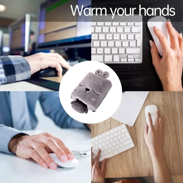 Vinter Cartoon USB handvärmare pad med tid switch temperaturjustering (A stil) Grey