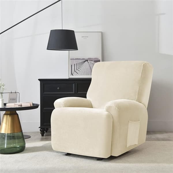 Halkskyddat sofföverdrag med sidoficka, tvättbart möbelskydd (beige) beige