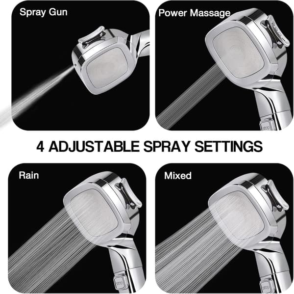 Dusjhode Høytrykksdusjhoder med dusjfilterkjerne, 4 spraymoduser og pausebryterdesign