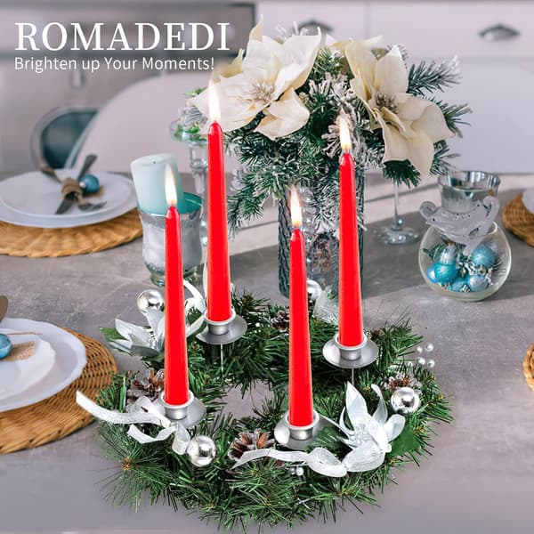 Adventskrans kunstig lysestake - julekrans med 4 lysestaker (sølv, 30 cm) Silver