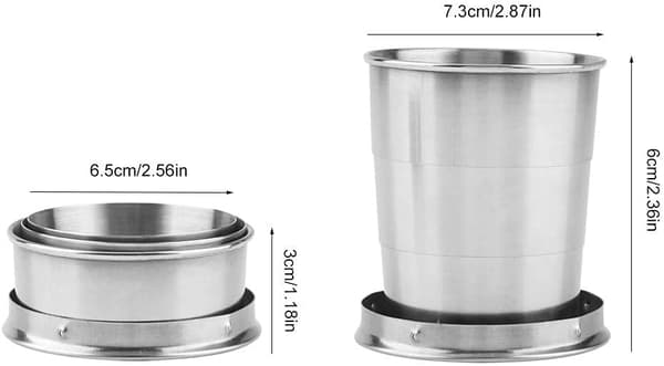 Rostfritt stål mugg, Camp Keychain Design Retractable Telescopic Mug Metallmugg Stapelbar(M) 150ml