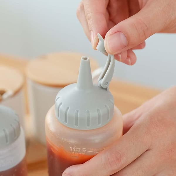 Kök Redskap Pressflaska Sprutflaska Kryddflaskor Såsdispenser Black 175ML