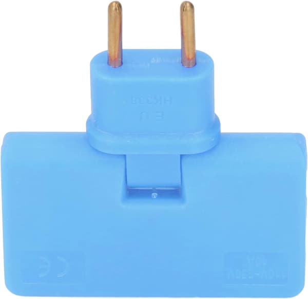 5 stk. batteristikomformere, 180° rotation, 1 til 3 EU-stikadapter, 110-250V, blå
