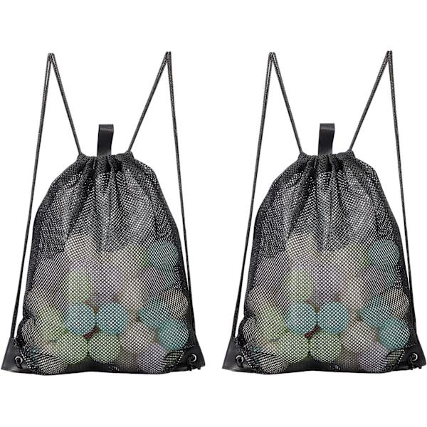 2-PACK Mesh Drawstring Bag, för Gym Tvätt Seashell, Leksak och Strandfynd