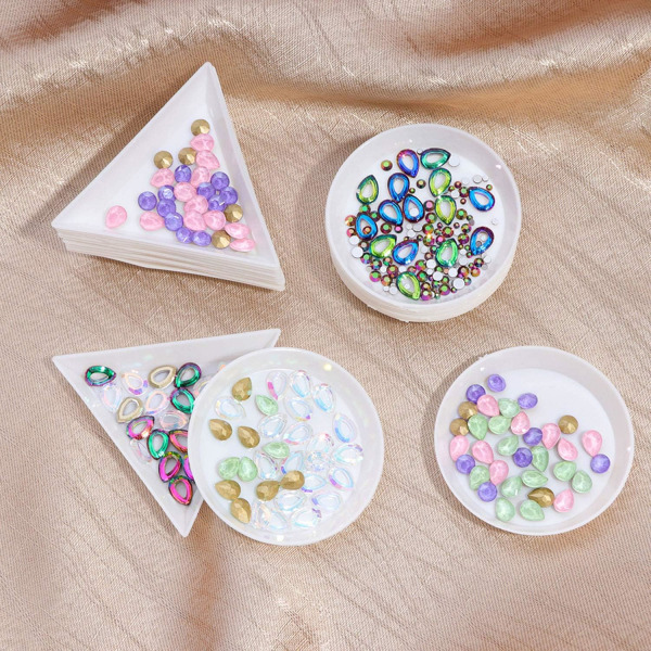 DIY Plast Diamantpärlor Sorteringsbricka (Vit, Rund) 10 stycken color 1