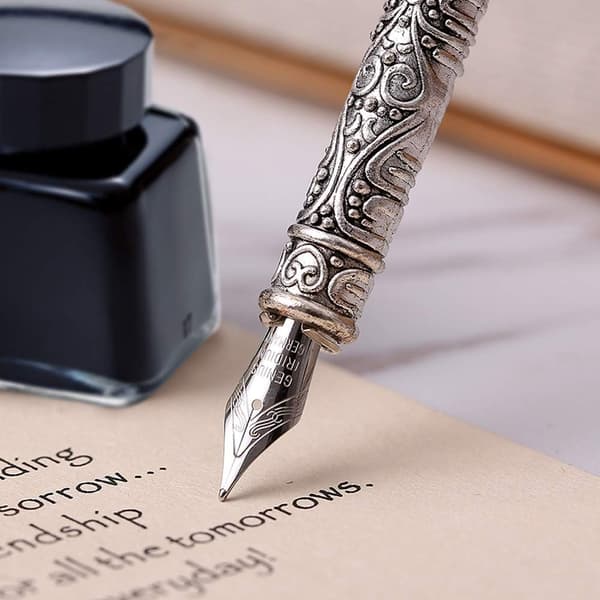 Fjerpen Håndlavede Skrivepenne Retro Design Dip Pen Sæt Royal