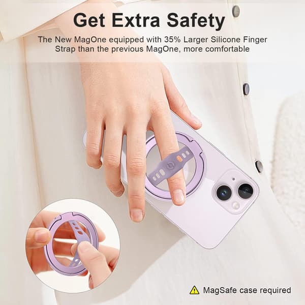 Silikon fingerstropp, avtakbar magnetisk ringholder støttebøyle Purple
