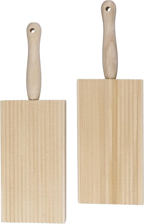 Hjemmelavede træsmørspader/gnocchi-brætter, 20 x 6,5 cm (sæt med 2), træ, brun