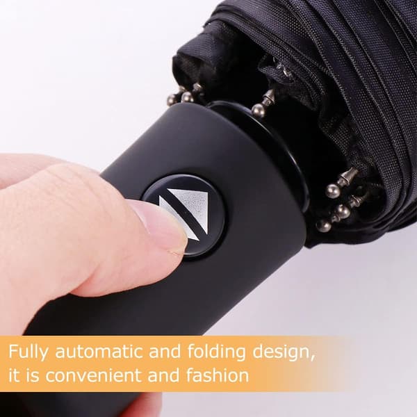 Fuldautomatisk gennemsigtig foldbar paraply (sort) 1 stk. Black