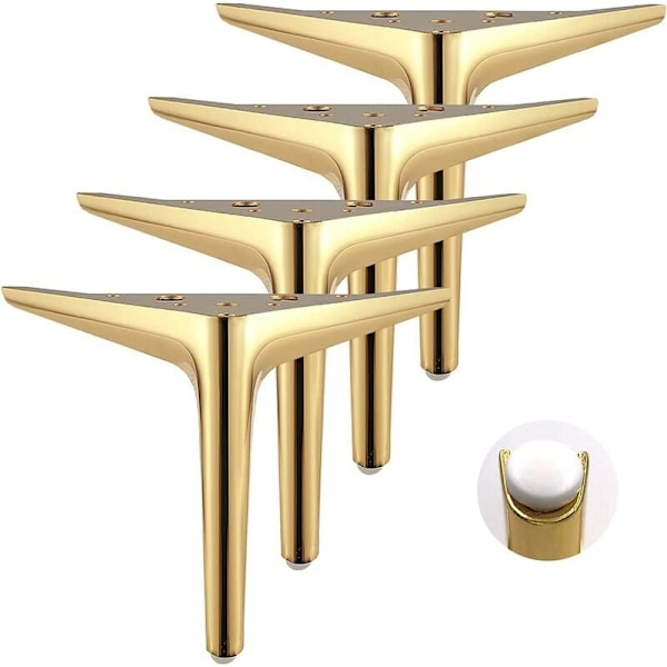Set om 4 triangulära möbler med guldben, galvaniseringspoleringsprocess, guld 12 cm