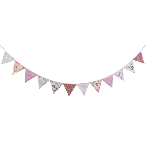 10,8 fot blomstergirlangbanderoll, vintage dubbelsidig tyg chic flagggirlang (ros) rose