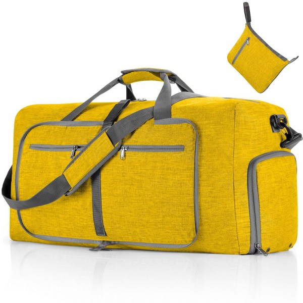65L packbar duffelväska med skofack Unisex resväska Vattentät duffelväska (gul) Yellow