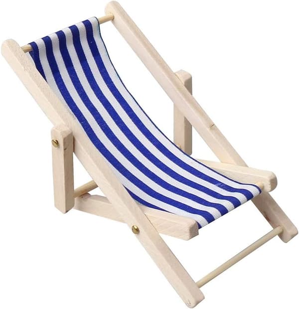 2 stk. Mini Træstol Strandstol Model Sammenklappelig Stol Dukkehus Tilbehør (Grøn)