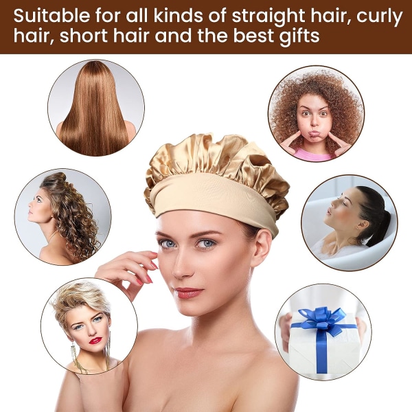 2 stycken satinhuvar för kvinnor Silk hair Bonnet Cap