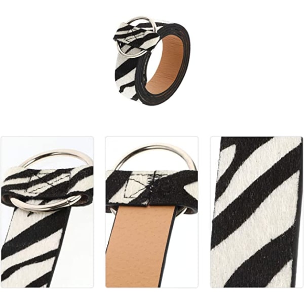Dam Läderbälte Orm Läder Tryck Bred Midjebälte med Metallspänne för Jeans（Zebra） White