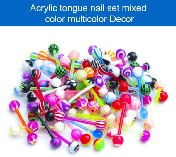 Tungepiercing Plastik Sæt 16mm 10G Fleksibel Barbell