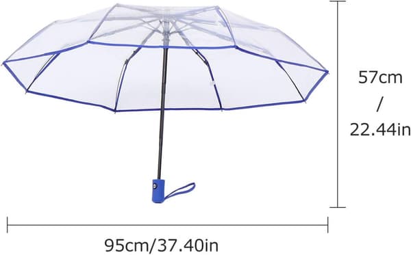 Fuldautomatisk gennemsigtig foldbar paraply (kongeblå) 1 stk. Blue