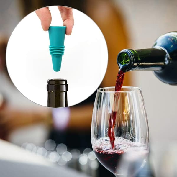 4-PACK Återanvändbara vinstoppare, färgglada silikonproppar för dryckesflaskor