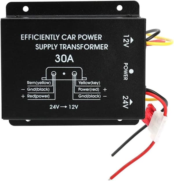 24V til 12V DC Bil Elektrisk Buck Transformator Adapter, Bil Strømkonverter for Motorbil Lastebil Kjøretøy